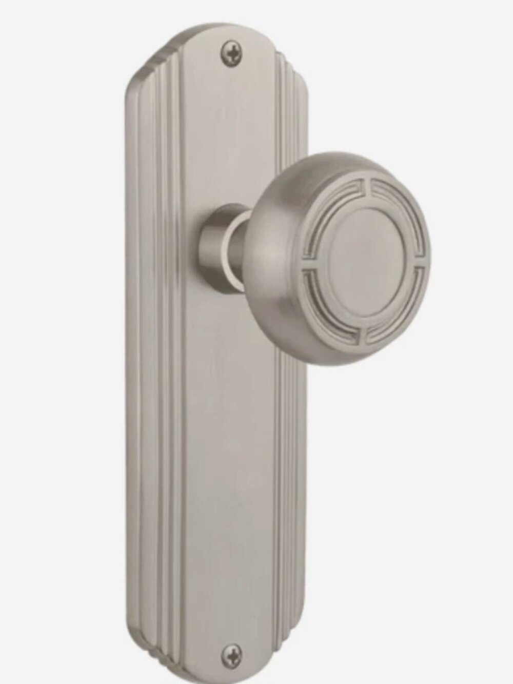 Nostalgic Warehouse Deco Plate with Mission Knob, Passage - 2.75", Satin Nickel